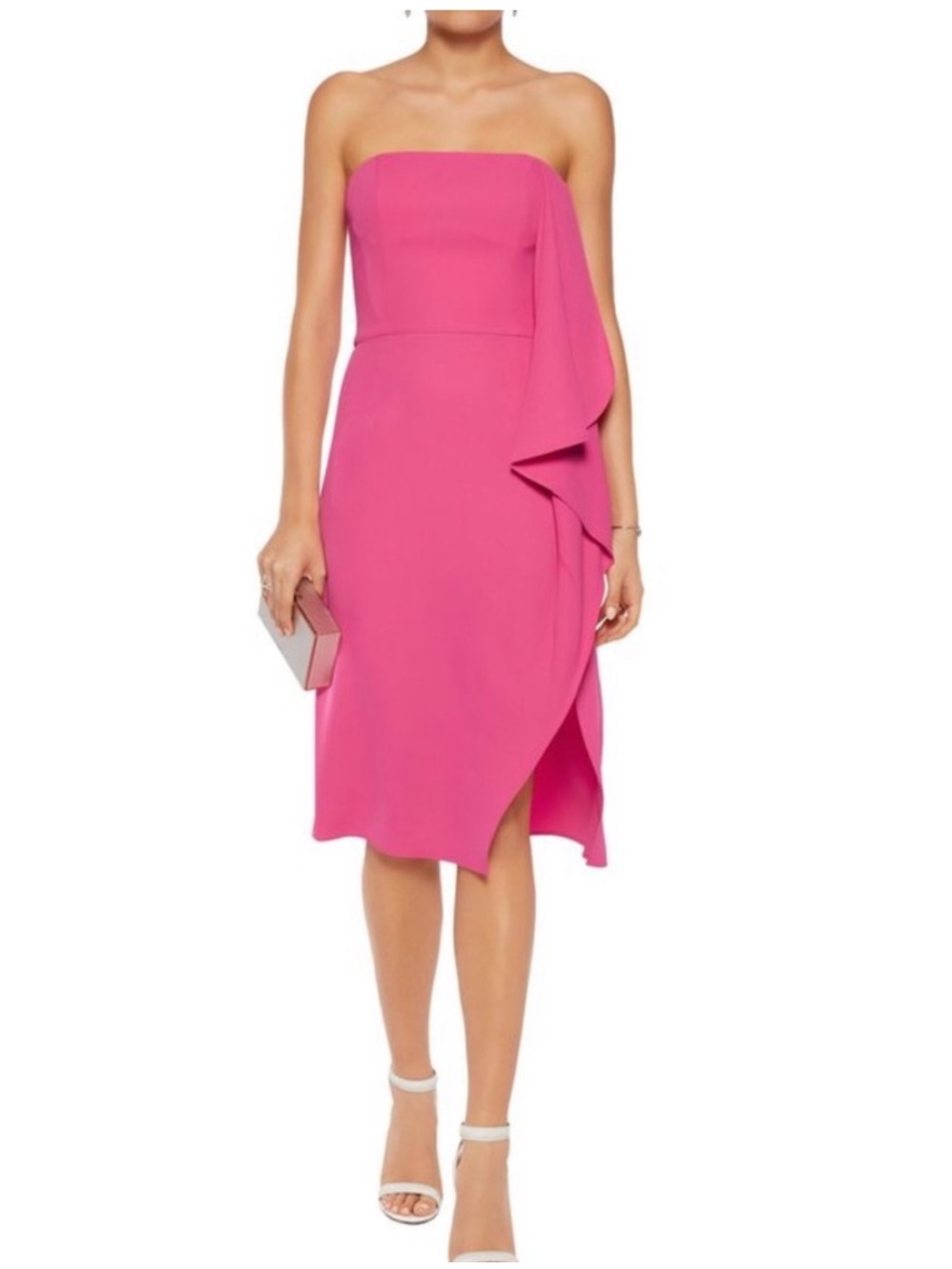 HALSTON HERITAGE Strapless Pink Ruffle Sheath Dress 💗💗